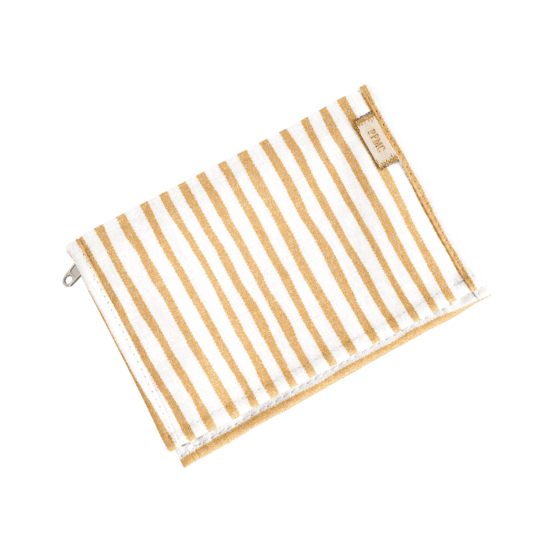 Portefeuille compact rayé or blanc