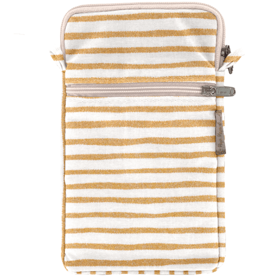 Pochette téléphone matelassée rayé or blanc