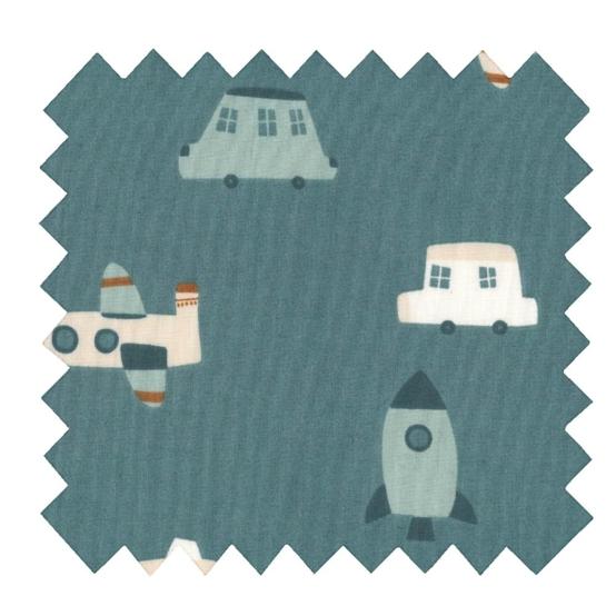Tissu coton au mètre ex2651 voyage bleu