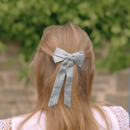 Barrette noeud ruban moyenne  lin pailleté