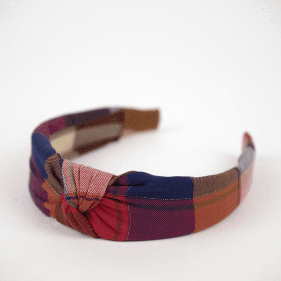 Serre-tête Large Croisé tartan lurex rubis