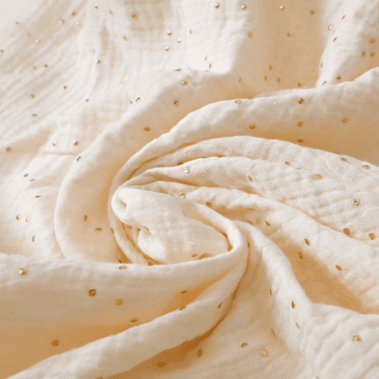 Mousse petit noeud gaze pois or écru