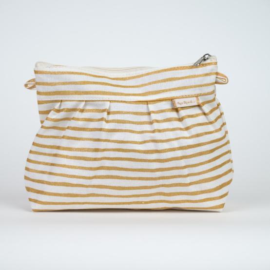 Pochette plissée rayé or blanc