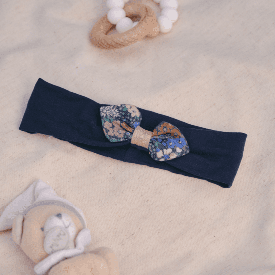 Bandeau jersey bébé noeud monet lilas
