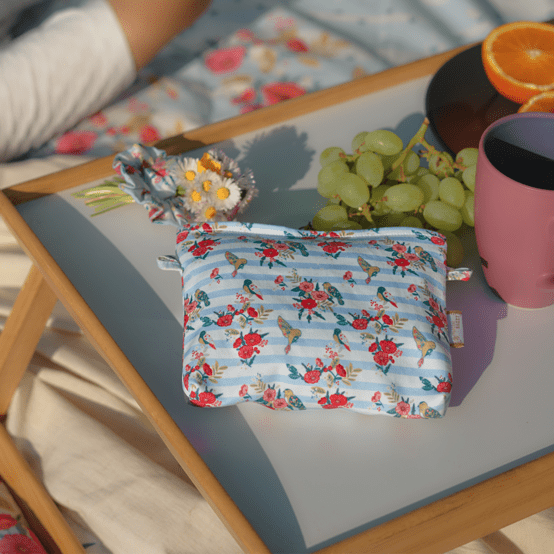 Mini pochette tissu horizons fleuris