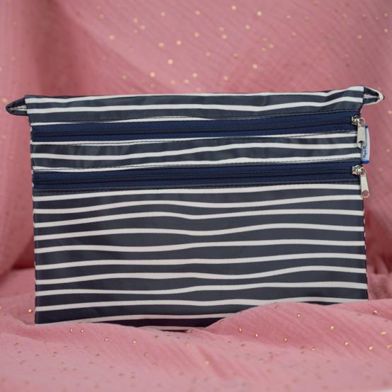 Pochette plate Aloïs rayé ivoire marine