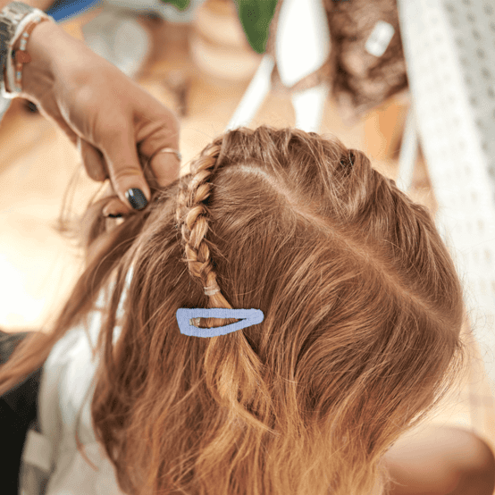 Barrette clic-clac tissu oxford ciel