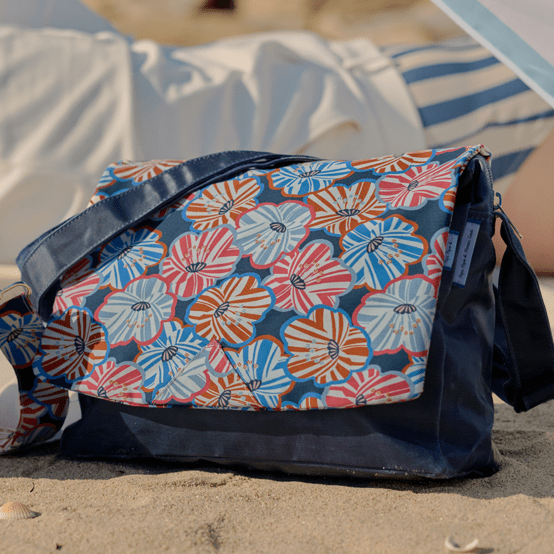 Rabat besace carré grand anémones rayées