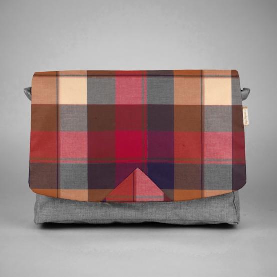 Rabat besace carré grand tartan lurex rubis