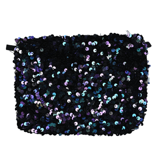 Pochette tissu sequins violet noir