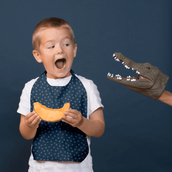 Serviette enfant élastique bulle bronze marine