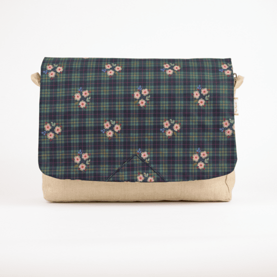 Rabat besace carré grand tartan fleuri