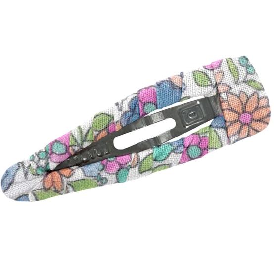Barrette clic-clac tissu pastel fleuri