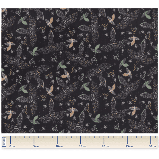 Tissu enduit  au mètre ex2480 oiseau bandana marine