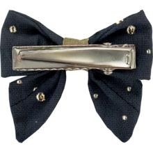 Barrette Mini Noeud Papillon gaze pois or marine