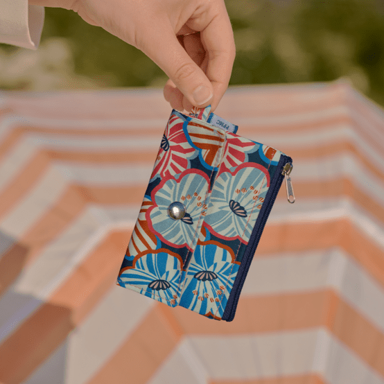 Mini porte-monnaie recto-verso anémones rayées