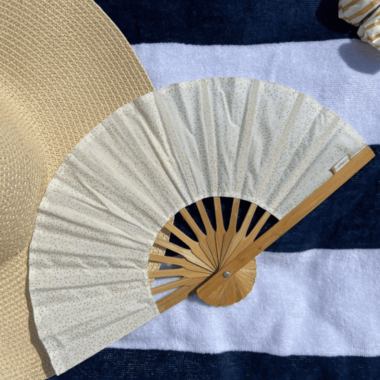 Eventail  blanc pailleté
