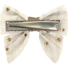 Barrette Mini Noeud Papillon gaze pois or écru