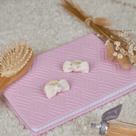 Mousse petit noeud gaze pois or écru