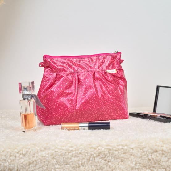 Pochette plissée fuchsia pailleté