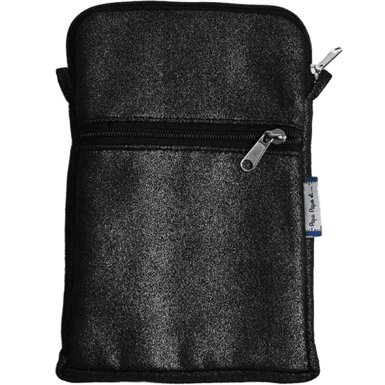 Pochette téléphone matelassée suédine pailletée argent