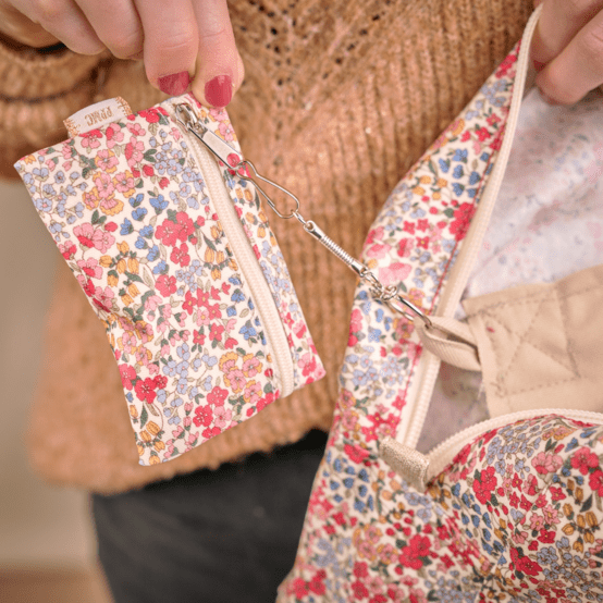 Pochette porte-clés porcelaine rosée