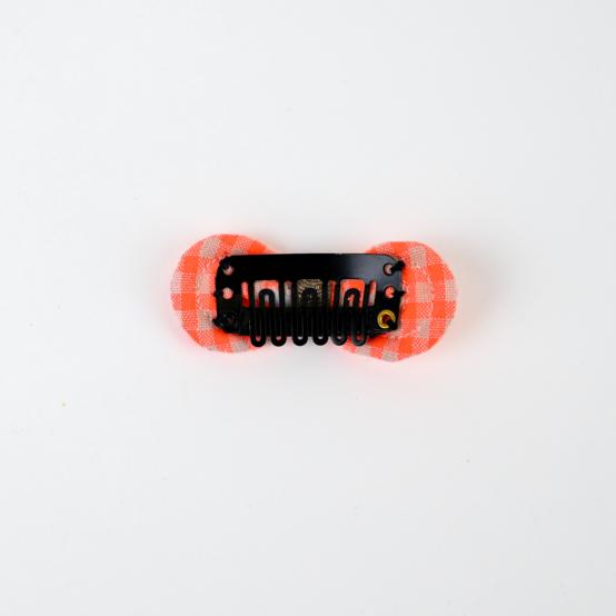 Barrette Noeud Anti-Glisse vichy orange fluo
