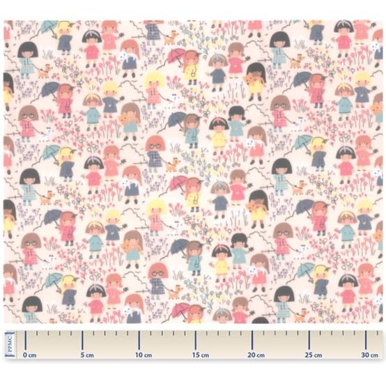 Tissu enduit  au mètre petites filles pop