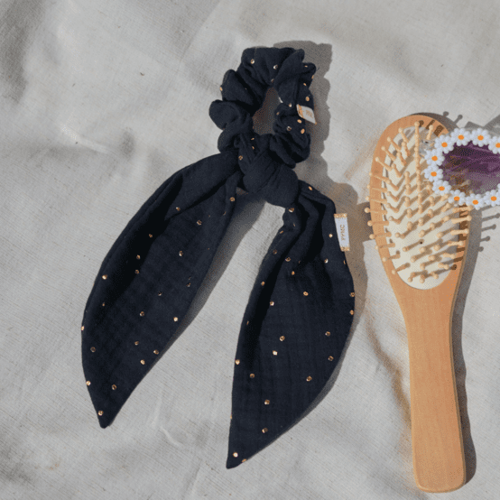 Foulchie court gaze pois or noir