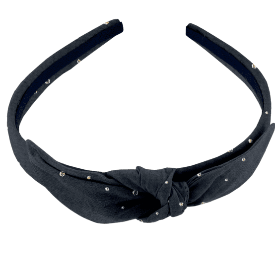 Serre-tête noeud gaze pois or marine