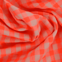 Tissu coton au mètre ex2426 vichy seersucker orange fluo