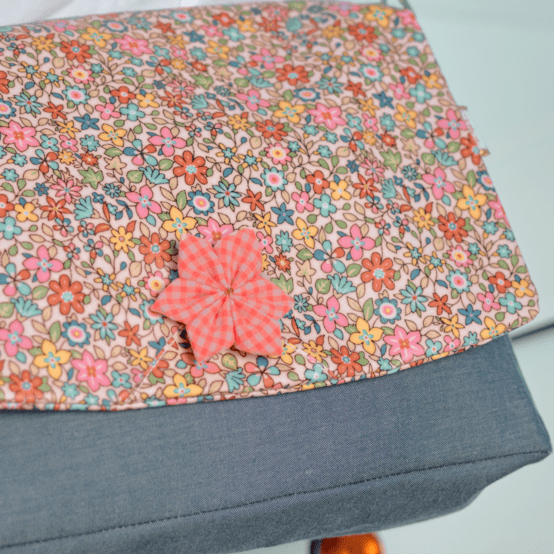 Barrette fleur étoile vichy orange fluo