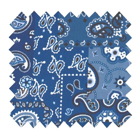 Tissu coton au mètre ex2640 bandana patch bleu