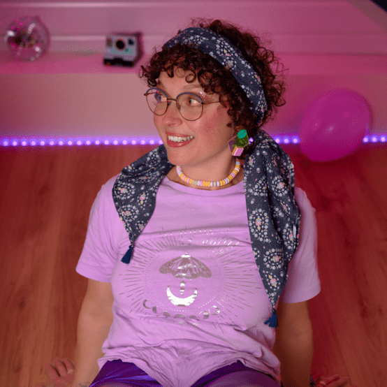 Foulard pompon bleudana