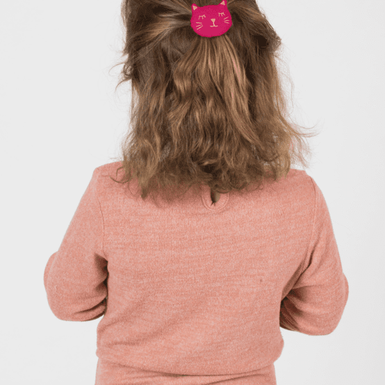 Barrette miaou fuchsia pailleté