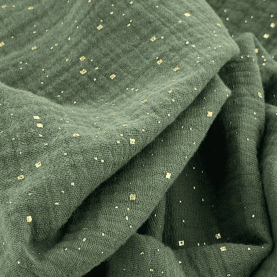 Echarpe tube adulte gaze pois or kaki