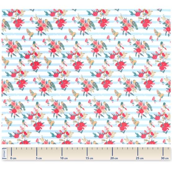 Tissu enduit  au mètre horizons fleuris