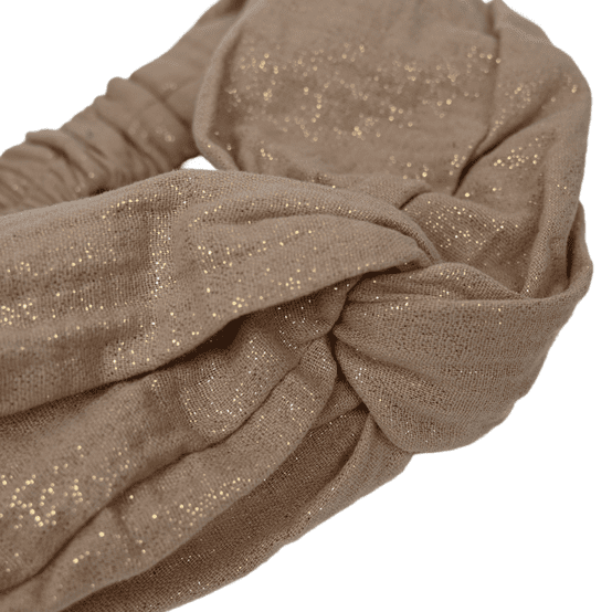 Bandeau croisé gaze pailletée camel