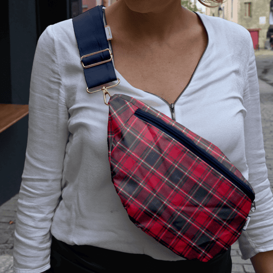 Sac banane tartan rouge