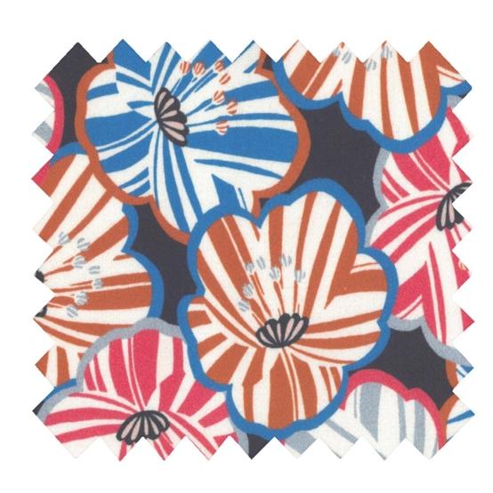 Coupon tissu enduit de 35cm  anémones rayées