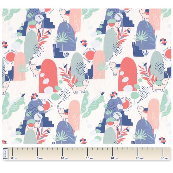 Tissu coton au mètre ex2305 elephanteau soleil