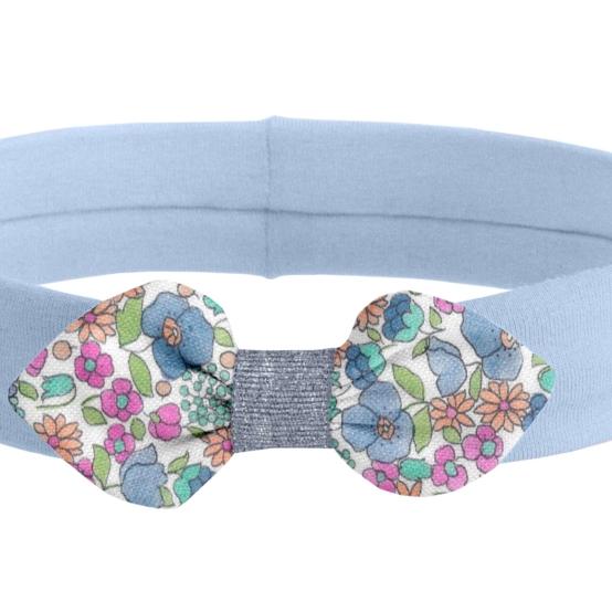 Bandeau jersey bébé noeud pastel fleuri
