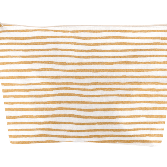 Trousse de toilette rayé or blanc