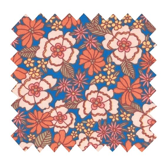Tissu coton au mètre ex2631 bohème fleuri bleu