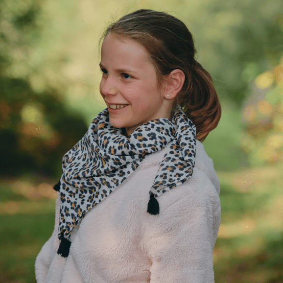 Petit foulard pompon leopard