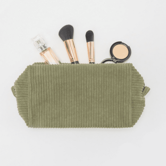 Trousse de toilette rectangle velours côtelé large kaki