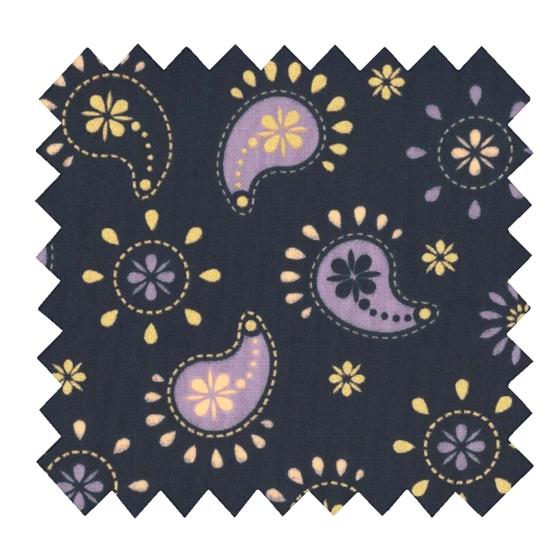 Tissu coton au mètre ex2621 paisley etincelles marine or