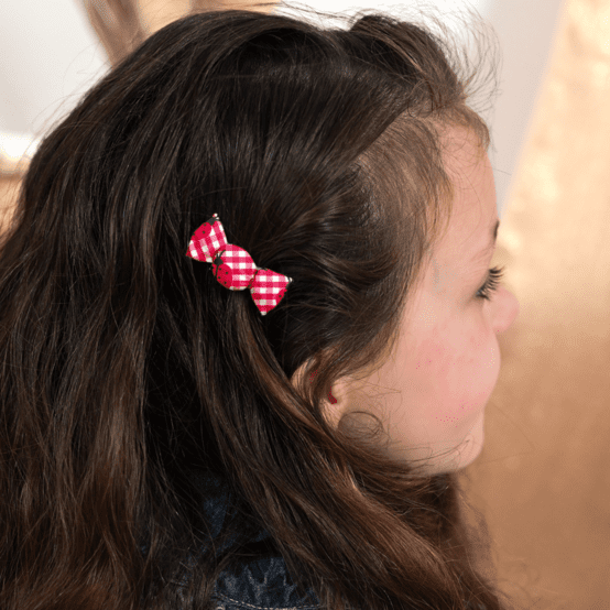 Petite barrette mini bonbon vichy coccinelle