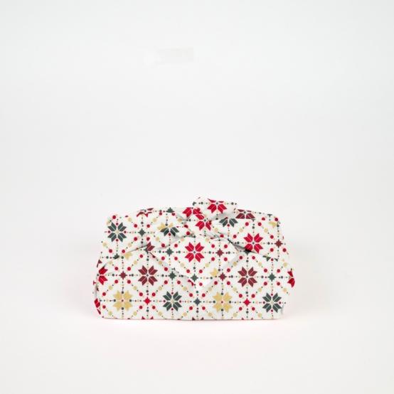 Furoshiki moyen 48 x 48 cm ex2318 géometrique scandinave or écru