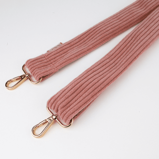 Bandoulière étroite velours côtelé rose blush